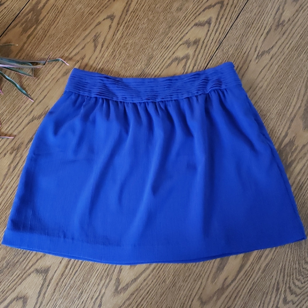 NWOT LOFT | blue chiffon lined skirt | 2P | L 16.5 | W 14.5 - Picture 2 of 8